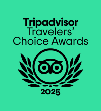 Tripadvisor Travelers' Choice Awards 2025 logo on green background.